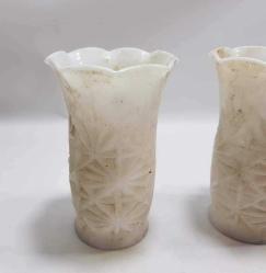 ESKİ TAŞ OPALİNDEN MAMUL ÇİFT ÇİÇEK SAKSI VAZO.