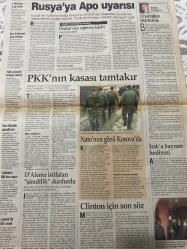 YENİYÜZYIL GAZETESİ DOĞUM GÜNÜ HEDİYESİ - 22 OCAK 1999 -Mehmet Sağlam - Avukat - Burcu - Kazım - Hüseyin Baybaşin - Abdullah Öcalan - Bülent Ecevit - Refik Durbaş - D’Alema - Clinton - Monica Lewinsky - Saddam Hüseyin - Sergey Lavrov - Mehmet Sağlam’ın torpili patladı - Avukat öldürdü intihar etti - Ablakardeş ölü bulundu - Liseli Burcu kendini astı - Pompalı dehşeti 2 ölü 3 yaralı - Refahyol döneminde 1354 kişi atamıştı - Eğitim kurtardı - Baybaşin’in servetine tedbir - Mumcu anılıyor - Rusya’ya Apo uyarısı - Öcalan’dan sığınma talebi - PKK’nın kasası tamtakır - D’Alema istifaları şimdilik durdurdu - Nato’nun gözü Kosova’da - Clinton için son söz - Oryantalizm İstanbul’da - Irak’a bayram hediyesi