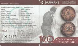 Bronz Hatıra Para Büyük Taarruz'un 100'üncü Yılı Darphane