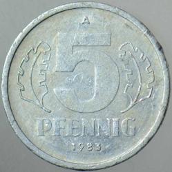DOĞU ALMANYA 5 PFENNİG 1983 A HARFİ= BERLİN DARBI - DDR.