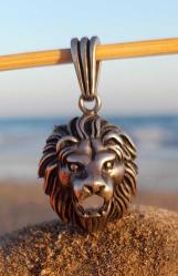 Gümüş 925 ayar kolye ucu Aslan başı