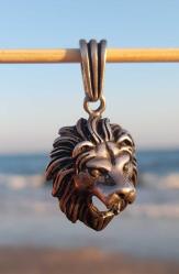 Gümüş 925 ayar kolye ucu Aslan başı