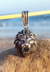 Gümüş 925 ayar kolye ucu Aslan başı