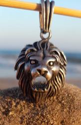 Gümüş 925 ayar kolye ucu Aslan başı