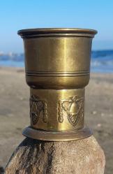 Antika pirinç art nouveau bardak damgalı