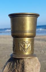 Antika pirinç art nouveau bardak damgalı