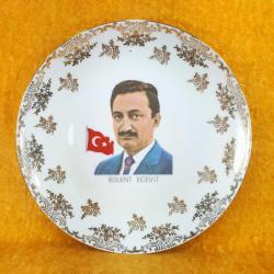 VINTAGE TÜRK BAYRAĞI VE BÜLENT ECEVİT GÖRSELLİ , ALTIN YALDIZ DEKORLU MITTERTEICH BAVARIA PORSELEN TABAK