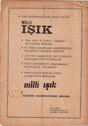 [MİLLİYETÇİLİĞİN MANİFESTOSU] Türk milliyetçilerine açık mektup. Milli Işık dergisinin 22. sayısından ayrıbasım