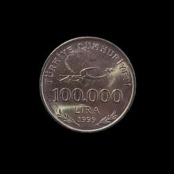 1999 100,000 lira Cumhuriyetin 75. Yılı KM#1079 ÇİL/MS-65