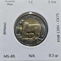 2012 Hayvanlar Serisi 1 lira Anadolu Parsı KM#1284 ÇİL/MS-65