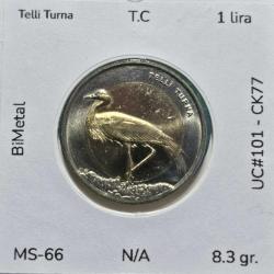 2013 Hayvanlar Serisi 1 lira Telli Turna UC#101 ÇİL/MS-66