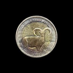 2015 Hayvanlar Serisi 1 lira Anadolu Yaban Koyunu UC#108 ÇİL/MS-65