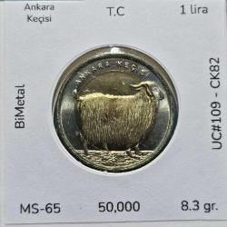 2015 Hayvanlar Serisi 1 lira Ankara Keçisi UC#109 ÇİL/MS-65