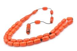 USTA İŞİ SİSTEMLİ KAPSÜL KESİM TURUNCU SIKMA KEHRİBAR TESBİH 121