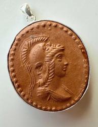 Vintage Terrecota Cameo Gümüş Kolye Ucu