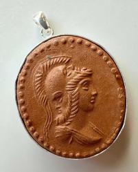 Vintage Terrecota Cameo Gümüş Kolye Ucu