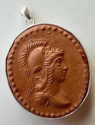 Vintage Terrecota Cameo Gümüş Kolye Ucu