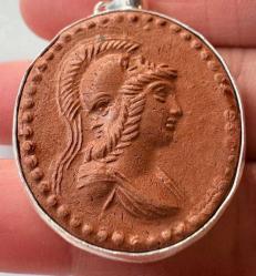 Vintage Terrecota Cameo Gümüş Kolye Ucu