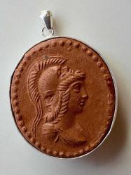 Vintage Terrecota Cameo Gümüş Kolye Ucu