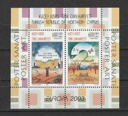 2003 KKTC EUROPA CEPT POSTER SANATI BLOK MNH
