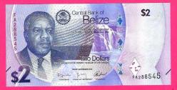 Belize 2 Dollars 2025 P 73 NEW Design Waterfalls UNC ÇİL