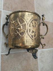 BAKIR İŞLEMELİ KOVA,1950-60 LI YILLAR BAKIR OLDUKÇA YAŞLI VE DEVASA KOVA