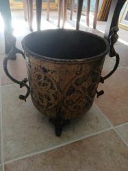 BAKIR İŞLEMELİ KOVA,1950-60 LI YILLAR BAKIR OLDUKÇA YAŞLI VE DEVASA KOVA