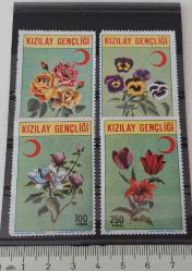 1976 TÜRKİYE KIZILAY GENÇLİĞİ GÜZEL SANATLAR MATBAACILIK BASKISI TAM SERİ PULLAR ORİJİNAL KG61-KG62-KG63-KG64 İSFİLA NOLU PULLAR AA1E ÇOK NADİRDİR