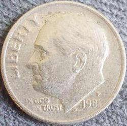 AMERİKA 1 Dime (Roosevelt), 1981 ÇÇT+ 