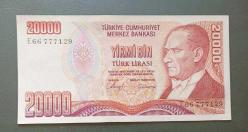 7 Emisyon E 66 777129 Seri 20 Bin Lira Çil