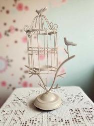 vintage metal ferforje dekoratif kuşlu mumluk & 50 cm