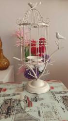 vintage metal ferforje dekoratif kuşlu mumluk & 50 cm