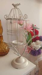 vintage metal ferforje dekoratif kuşlu mumluk & 50 cm