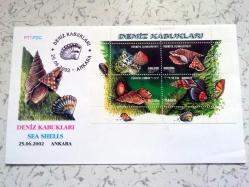 2002 Deniz Kabukları blok FDC İLK GÜN ZARFI