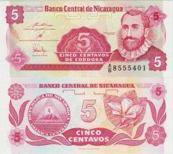 NİKARAGUA 5 CENTAVOS 1991-92 pick 168a(2) ÇİL KONDİSYON.