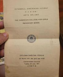 LOT.6 » İSTANBUL AMERİKAN KOLEJİ 1971 YILI DİPLOMA TÖRENİ PROGRAMI