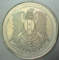 SURİYE 10 POUND 1997 SİRKÜLASYON HATIRA - BAAS PARTİSİ 50. YILI - ARAP LİGİ HARİTASI. 100.000 ADET BASILMIŞTIR. AZ ÇIKAR.