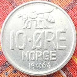 NORVEÇ 10 Öre, 1964 ÇÇT 