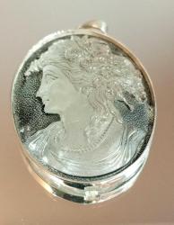 FRANSIZ CAM CAMEO GÜMÜŞ ÇERÇEVELİ KOLYE UCU