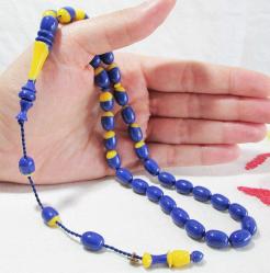 UsTa iŞÇiLiKLi SARI-MAVİ BiLaRDo TOPU 33 LÜK TESBİH.......7,5x11mm