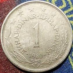 YUGOSLAVYA 1 Dinar, 1980 ÇÇT
