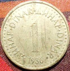 YUGOSLAVYA 1 Dinar, 1986 ÇÇT