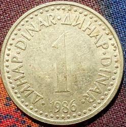 YUGOSLAVYA 1 Dinar, 1986 ÇÇT