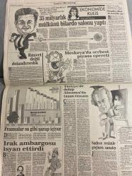 SABAH EKONOMİ GAZETESİ DOĞUM GÜNÜ HEDİYESİ  - 3 EKİM 1992-Osman Ulagay-Meriç Korkut-Bülent Eczacıbaşı-Cem Boyner-Halis Komili-Nedim Özkan-Şelale Kadak-Meral Tamer-Bilal Çetin-Fethi Ağalar  TÜSİAD’a kim başkan olacak-Ankara’da beş kurşun yarası-Kredi Yapı Kredi’de-Endeks 4 binin altına döndü-Çimentaş garantili geliyor-Hazine’den büyük satış-Kısa hesaplar büyük karları kaybettirir-Baba’nın 500 günlük programı çöküyor-Alarko Alsim adlı şirketini Rusya’ya taşıyor-İmar 4 bin hisse senedini geri vermiyor-İmar Nasaş’ın ipini çekti-Vergi reform paketi için özel komisyon-Belediyelere yeni soluk-Toplu Konut’tan siyasi kredi-Yeni Demirel’in bankası açıldı-ILO standardında sınıfta kaldık-BMW taklitlerine savaş açtı-El telefonu ile faks birleşti-Uğur böceği çiftçinin dostu ortak görümünü seçti-35 milyarlık mülkünü bilardo salonu yaptı-Rüşvet değil dolandırıcılık-Moskova’da serbest piyasa opereti-Türkiye’de dolup Almanya’da taşan ressam-Fransızlar su gibi şarap içiyor-Irak ambargosu isyan ettirdi-