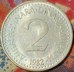 YUGOSLAVYA 2 Dinar, 1982 ÇA+