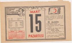 Kızılay Takvim Yaprağı - 15 Mart 1971