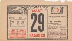Kızılay Takvim Yaprağı - 29 Mart 1971