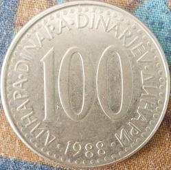 YUGOSLAVYA 100 Dinar, 1988 ÇÇT+