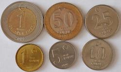 Türkiye Cumhuriyeti  2005 Yılı  1/5/10/25/50 Yeni Kuruş 1 Yeni Türk Lirası Takım    8014