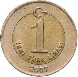 Türkiye Cumhuriyet  2007 Yılı 1 Yeni Türk Lirası (9388)